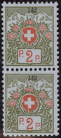 Schweiz Portofreiheit Zu#2A Paar Postfrisch 2 Rp. Kl#142 Rotes Kreuz (167500Stk) - Franchigia