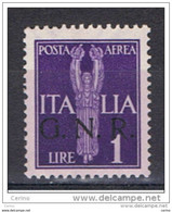 R.S.I.:  1944  G.N.R.  ALLEGORIA  P.A. -  £. 1  VIOLETTO  N. -  SASS. 121 - Luftpost