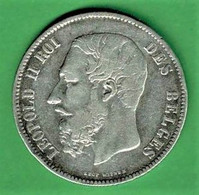 BELGIQUE / LEOPOLD II / 5 FRANCS / 1868 / ARGENT / 24.57 G / TTB + - 5 Frank