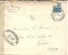 1918- Enveloppe Affr. 25 C Oblit. Cad Militaire Avec Censure Bande 132 Pour Genève - Esercito Belga