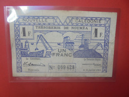 NOUMEA (Trésorerie) 1 Franc 1942 Circuler (L.7) - Nouméa (New Caledonia 1873-1985)