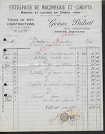 FACTURE SUR TIMBRE FISCAUX DE 1931 G. BRIHAT CIMENT ARMÈ À BRIOUDE : - Cartas & Documentos