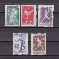 FINLAND 1945, Sc# B69-B73, Semi-Postal, Sports, MH - Ongebruikt