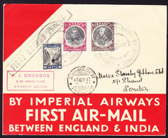 1929 Erstflug Imperial Airways England - Indien. Aus Athen An Die Firma Stanley Gibbons In London. - Storia Postale