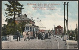 AK Herbesthal Tram, Straßenbahn Eupen Bellmerin ,Brücke über Bahnstrecke Gelaufen 1916 (AK 421) - Lontzen