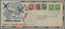 China: 1939, 30.10., Erstflug CHUNG KING Nach Rangoon, Illustrierter Umschlag Mi - Cartas