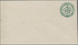 Bhopal: 1890, ½ A Green Postal Stationery Envelope With Embossed Design On Rever - Bhopal
