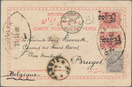 Iran: 1906, Lion 2ch. Grey And Horizontal Pair 3ch. On 5ch. Red, Attractive Fran - Irán