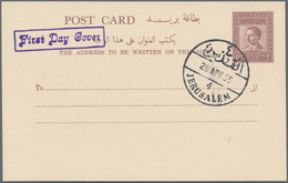 Jordan: 1955 Postal Stationery Card 12f. Cancelled-to-order By Jerusalem "28 APR - Giordania