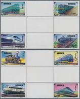 Mongolia: 1997, TRAINS, Five Center Pieces Of Sheets Each With Two Se-tenant-gut - Mongolia