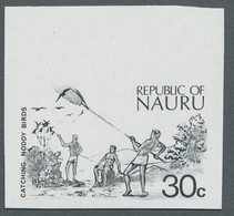 Nauru: 1973, 30c Bird Hunting, Two Progressive Proofs In Red And Black The Latte - Nauru