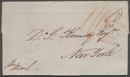 Nova Scotia: 1846, Folded Envelope With Red "HALIFAX PAID JAN/2/1846 NOVA-SCOTIA - Storia Postale