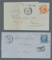 France - Post Marks: 1857-1858, APRES LE DEPART, Zwei Belege Mit Jeweils Untersc - 1877-1920: Semi-moderne Periode