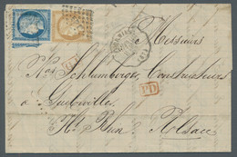 France - Post Marks: 1875, BAHNHOFSTEMPEL, Ceres Gezähnt, 25 C. Und 15 C. Mit Di - 1877-1920: Semi-moderne Periode