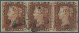 Great Britain: 1841, One Penny Red, "black" Plate 10 With Printing In Red, Horiz - Used Stamps