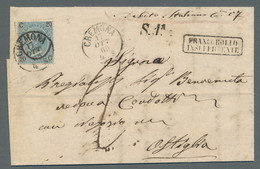 Italy: 1865, Partie Von 2 Waagerecht Mittig Leicht Gefalteten Briefen Mit Freima - Marcofilía
