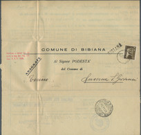 Italy: 1929, Freimarke 5 Centesimi Entwertet "14.Nov.39" Mit Danebengesetztem L1 - Marcofilía