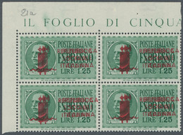 Italy: 1944, Soziale Republik 25 Und 30 Centesimi, 1,25 Lire Und Eilmarke 1,25 L - Nuevos
