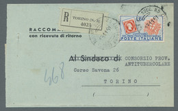 Italy: 1951-1952, Partie Von 3 Einschreiben Mit Rückschein Innerhalb Turins, Jew - 1961-70: Marcofilia