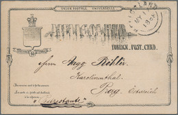 Helgoland - Ganzsachen: 1879/1888, Frageteil Der 5 F/10 Pf Weltpostvereins-Antwo - Heligoland