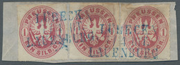 Lübeck - Nachverwendete Stempel: BAHNPOSTSTEMPEL, "LÜBECK - LAUENBURG" In Blau, - Lubeck