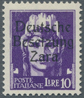 Dt. Besetzung II WK - Zara: 1943, 10 Lire Dunkelbläulichviolett, Tadellos Postfr - Occupazione 1938 – 45