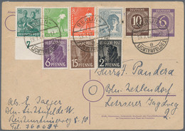 Berlin - Vorläufer: 1948, Zehnfachfrankatur - 10 Pfg. Für Ortspostkarte, Dargest - Brieven En Documenten