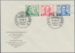 Berlin: 1949, Goethe-Serie, Zwei Amtliche FDCs, Einmal Auf Gelblichem Papier (wi - Sin Clasificación