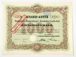 Alte Aktien / Wertpapiere: HALBERSTADT-BLANKENBURG; 1908, Stamm-Aktie Der "Halbe - Other & Unclassified