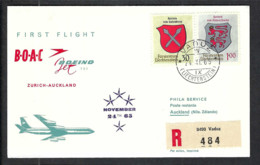 LIECHTENSTEIN P.A. 1965: LSC Ill Rec. De Vaduz  à Auckland (Nouvelle Zélande), Vol Spécial "BOAC", CAD Df'arrivée Au Dos - Poste Aérienne