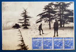 Carte Postale Skieur D'Algerie (station De Ski !!) N°171 X4 Dateur Bureau Auxiliaire De Blida-Chréa / Alger Amusant - Lettres & Documents