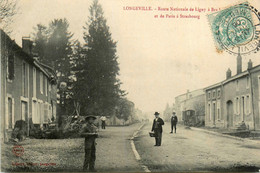 Longeville * 1906 * Route Nationale De Ligny à Bar Le Duc, Et De Paris à Strasbourg * Villageois - Autres & Non Classés