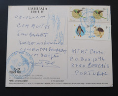 Argentine Carte Postale Ushuaia Terra Do Fogo Cachet Antarctique Voyagé Au Portugal Argentina Antarctic Pmk Postcard - Lettres & Documents
