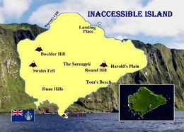 Tristan Da Cunha Inaccessible Island Map UNESCO New Postcard * Carte Geographique * Landkarte - Saint Helena Island