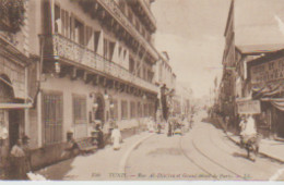 TUNISIE . TUNIS. Rue Al-Djazira Et Grand Hôtel De Paris  (Ets BODINEAU Pellerie : Cuirs Et Fourrures ) - Tunesien