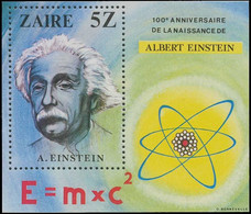 BL39**(1016) - 100e Anniversaire De La Naissance / 100e Verjaring Van De Geboorte Van - Albert Einstein - ZAÏRE - Albert Einstein