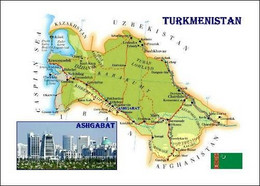 Turkmenistan Country Map New Postcard * Carte Geographique * Landkarte - Turkmenistan