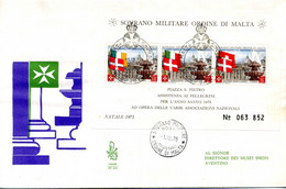 1975 SMOM FDC BF 9 Natale, Christmas, Anno Santo, Assistenza Ai Pellegrini - Malta (Orden Von)