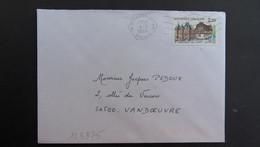 LETTRE TP ST GERMAIN DE LIVET CALVADOS 2,20  OBL.MEC. HEXAGONALE Tiretée 4-9 1986 78 VILLACOUBLAY AIR YVELINES - Military Airmail