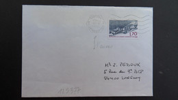 LETTRE TP MONASTERE DE LA GRANDE CHARTRE 1,70 OBL.MEC. HEXAGONALE Tiretée VARIETE 18-9 1984 78 VILLACOUBLAY AIR YVELINES - Poste Aérienne Militaire