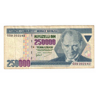 Billet, Turquie, 250,000 Lira, L.1970, 1970-01-14, KM:207, TTB - Turkey