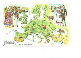 Chromo 14 X 9 Cm N°1 Europe Occidentale Carte Geographie Pub: Chocolat Tobler  TB - Other & Unclassified