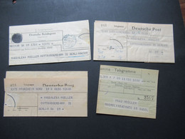 4 Telegramme Berlin 3x 1946 Aufbrauch / Schwärzung Des Hakenkreuzes Und 1x Schweiz 1934 Telegraph Basel - Zone AAS