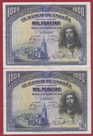 Espagne Suite De 2 Billets De 1000 Pesetas Madrid 15/09/1928 TRES BON ETAT - 1000 Pesetas