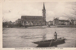 CHALONNES-sur-LOIRE. -  La Loire Et L'Eglise Saint-Maurille. Carte RARE - Chalonnes Sur Loire