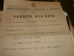 VENDITA ALL'ASTA AZIONI L.BIASIOLI CON SEDE A GENOVA 1937 - A - C