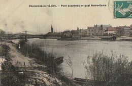 CHALONNES-sur-LOIRE. -  Pont Suspendu Et Quai Notre-Dame. Belle Carte Toilée - Chalonnes Sur Loire