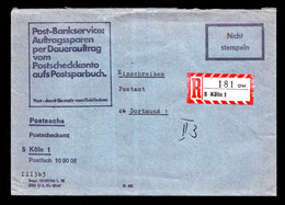 BRD Einschreibe-Brief  Postsache KÖLN - Dortmund Mit Eigenwerbung - Covers & Documents
