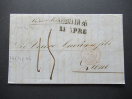 Italien 1856 Faltbrief Mit Inhalt/ Auslandsbrief Messina - Lione Schiffspost?! Handschriftlicher Vermerk Vapore Francese - Sicile