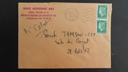 LETTRE TP M. DE CHEFFER 0,30 1BP Paire OBL.MEC.28-3 1973 69 ST DIDIER AU MONT D'OR RHONE + BASE AERIENNE 942 - Military Airmail